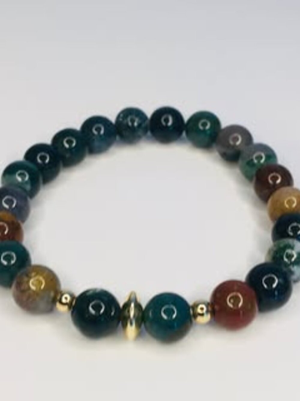 Indian Agate Beads * 18K Golden Rondell Focal